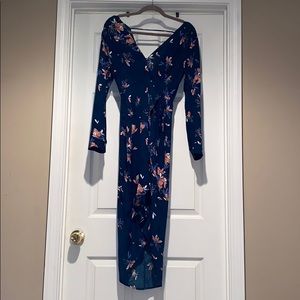 Floral midi wrap dress